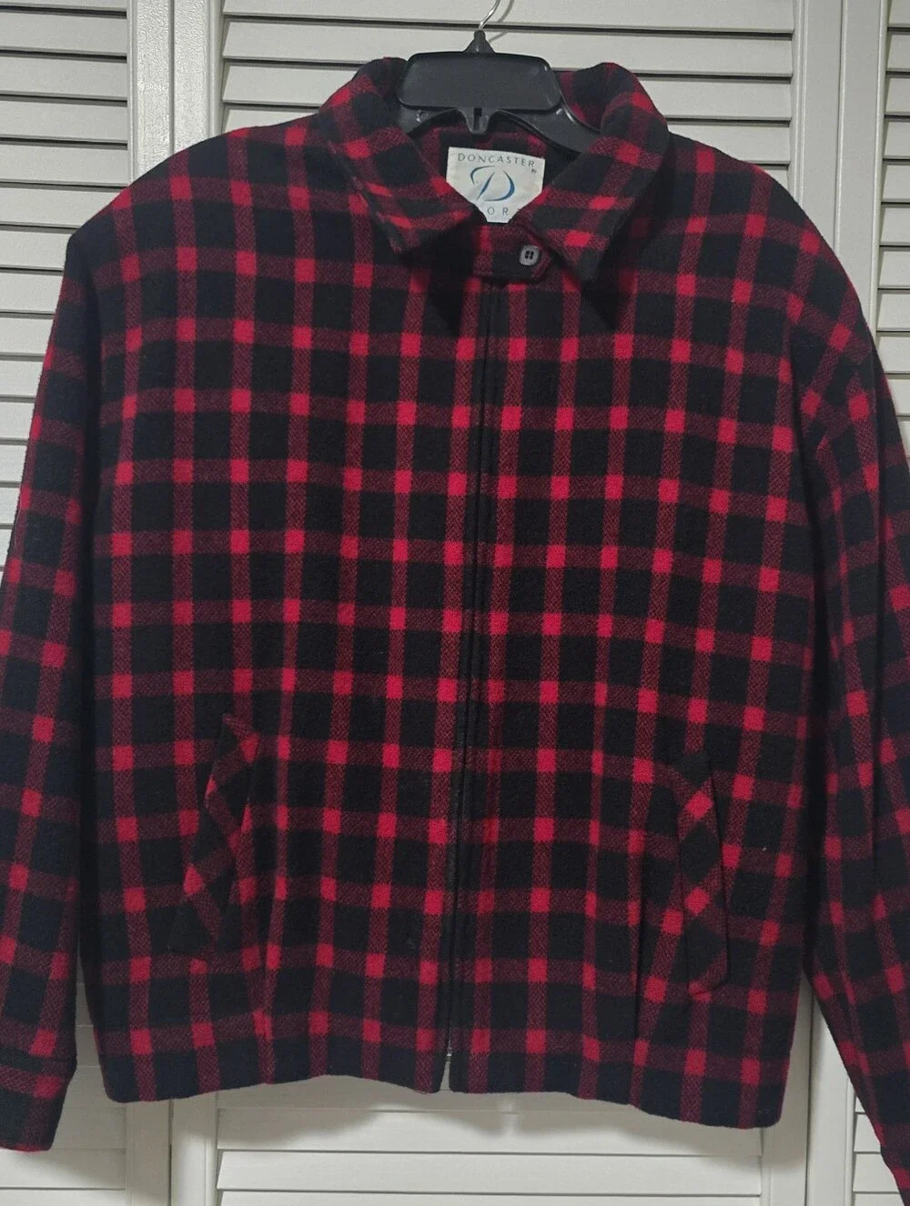 Vintage Women's Wool Doncaster Sport Red Black Buffalo Plaid Zip-Up Jacket 14